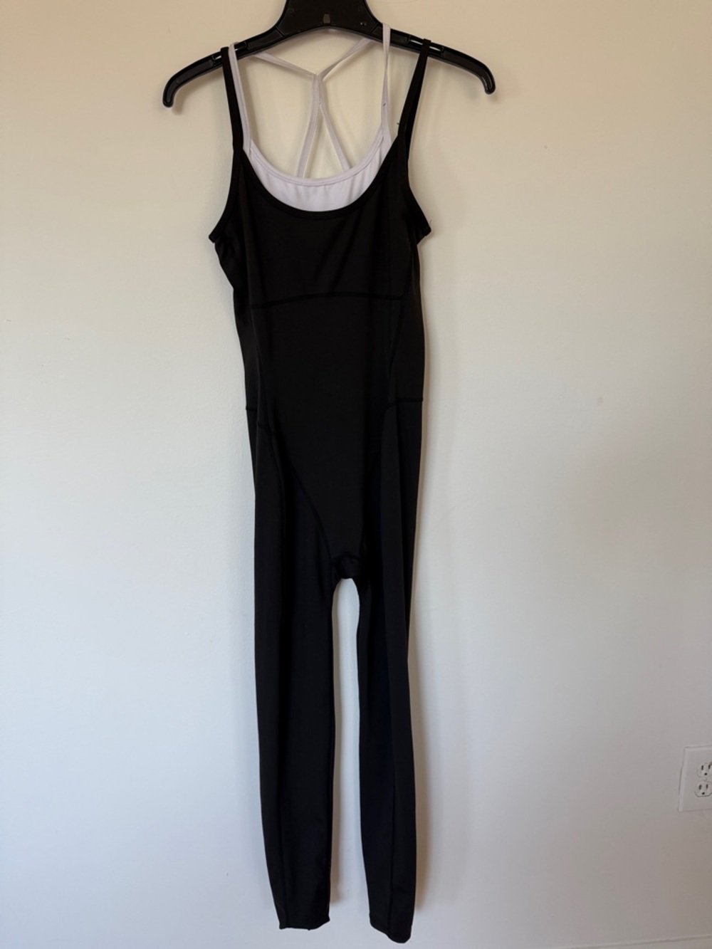 Black Strappy One-Piece Jumpsuit SHEIN size S US 4 with Built-In White top+gift